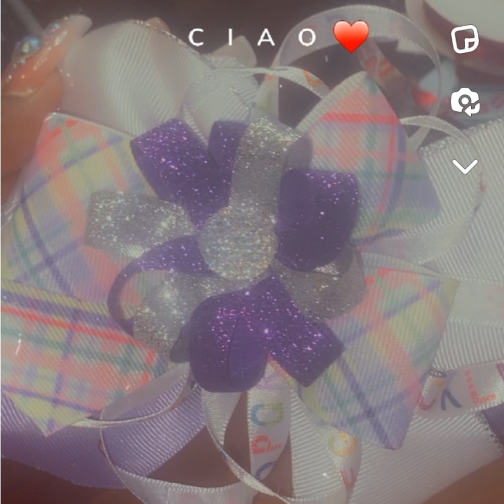 beautiful handmade pink and purple colorful boutique bow!!